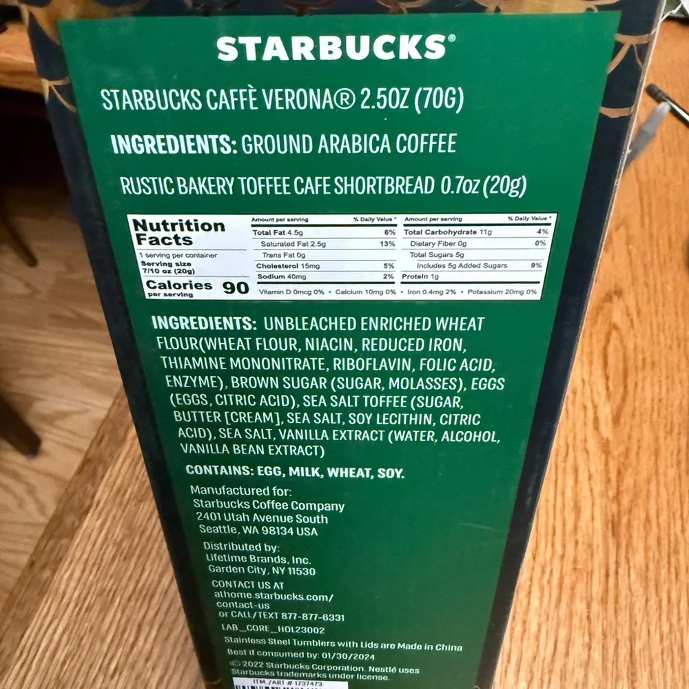 Starbucks Gold Travel Mug Gift set Caffè Verona Metal  Gold Cup Clear Lid NEW